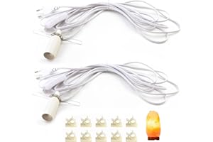 ZIGefofo 2 Pezzi Cavo per Lampada di Sale Lampada Presa UE con Interruttore e Cavo di Alimentazione 5 m E14 Portalampada Adatto alla Camera da Letto della Cucina del Soggiorno - Bianco