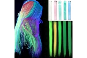 KARLOR Fluorescencyjne pasemka włosów, 10 sztuk, neonowe treski, festiwalowe, farbowane, gładkie, na karnawał, czarne światło, karnawał, karnawał (Glow in Dark)