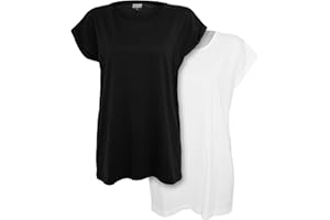 URBAN CLASSICS t-shirt da Donna con Manica Arrotolata, Maglietta a Maniche Corte da Donna in Cotone, Tee Shirt con Scollo Rotondo e Spalle Arrotondate, Diversi Colori Disponibili, Taglie: XS–5XL