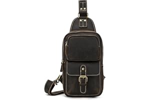 newsbirds Borsa Tracolla Vera Pelle Uomo, Zaino Monospalla, Pacco Petto, Borsello a Spalla, Borse a Zainetto Crossbody Messaggero Sport Viaggio Annata Cuoio Vintage (9331 marrone scuro)