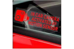 PLATINUM PLACE 5 x Pegatinas de cámara activadas con Sensor de Movimiento en el automóvil Rojo sobre Claro Pequeño 87x30 mm Señales de detección de Seguridad CCTV Coche Taxi Autobús Entrenador Advertencia