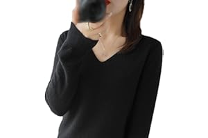 KELSIOP Ladies Sweater Autumn Winter Cashmere Knit V Neck Sweater Casual Soft Slim Basic Sweater Sweater