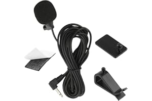 AYHYHLJZJ Micrófono Coche Externo Jack 3.5mm con 3 Metros de Cable, U-Clip, Pegatina de Fijación, Compatible con Sony JVC Kenwood Jensen Alpine, para Manos Libres, Navegación Bluetooth y Grabaciones de Voz