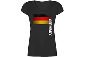 Shirtracer - T-Shirt Damen V Ausschnitt - Fußball EM WM - Deutschland Flagge Adler Germany