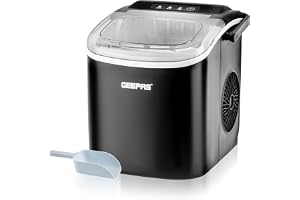 Geepas Portable Automatic Ice Maker- GIM63053UK| 1.2 L Water Container Capacity, 0.6 KG Ice Container Capacity| Produces 12 KG Ice per Day, Perfect for Home, Restaurants, Outdoor Parties, Camps, Etc.