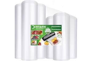 ‎WVACFRE WVacFre 6 Folienrollen (3)20x600cm und (3)28x600cm Vakuumierrollen für Lebensmittel,BPA-Frei Vakuumierbeutel Sous Vide Beutel Folien für Vakuumierer und Folienschweißgeräte Geeignet