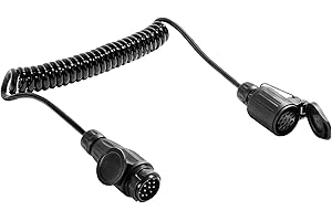 SPARKMOTO Anhänger Verlängerungskabel 12V 13 polig Anhänger Adapterkabel,Spiral Anhänger Verlängerung Kabel 8-Adriges,13-13 Polig Auto Anhängerkabel Adapterkabel,2,8 m Arbeitslänge (Nettolänge 3,2 m)