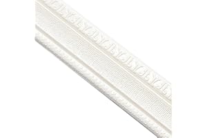 Jodimitty Wallpaper Borders Self Adhesive 2.3mx8cmx4.5mm Nice Ceiling Coving Waterproof Anti-Collision Skirting Board Covers Wall Trim for Corner Line Ceiling Border (White)