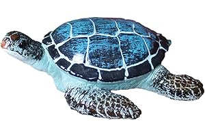 PURPLE STAR Petite tortue de mer - Figurine de tortue de mer - Petite tortue en résine pour jardin, plage côtière, décoration d'extérieur - Décoration d'étang - Mini statue - Cadeau pour femme - Bleu