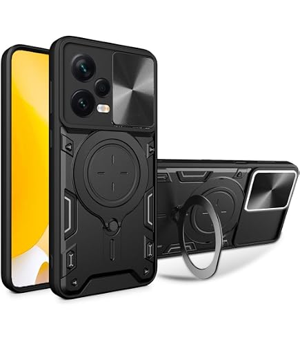 BORYA Hülle Xiaomi Redmi Note 12 Pro+ 5G – Stoßfest, Magnetischer Ständer, Kameraschieber, Silber