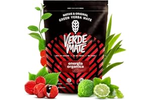 Verde Mate Organic Yerba Mate Tea with Guarana 500g – Air-dried, Unsmoked, Without Stems or Powder, Pure Energy from Brazil