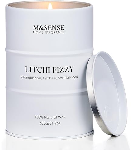 Bougie Parfumée Tubéreuse Au Clair De Lune 470g M&SENSE - Mèche Bois Crépitante 95h Cire Soja