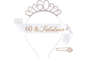 CHTENG Rose Gold Birthday Girl Sash and Tiara Rhinestone Crown Headband for Birthday Party Supplies (60 NUMBER)