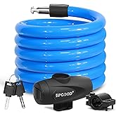 SPGOOD Fahrradschloss 120cm/12mm,Sicherheitsstufe Sehr Hoch Fahrrad Kabelschloss,Spiralkabelschloss mit 2 Schlüssel,Anti-Dieb