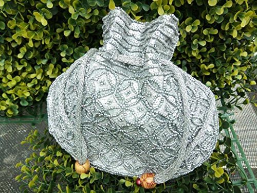 Indian Antique Gray Ethnic Handmade Banjara Potli Sequins Craft Ethnic Bag Embroidered Hippie Boho Designer Vintage Potli Wedding Party