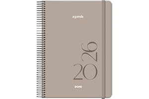 Dohe - Agenda 2026 - Día Página, Tamaño A5 (14x20 cm), Cierre de Espiral y Goma Elástica, 12 Meses Enero a Diciembre, Planificador Anual en Español - Montana Beige