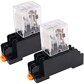 WANGCL 2PCS Relay Mini DC 24V Electromagnetic Switch 8 Pins DPDT Relay 2NO+2NC with Socket Base LED Indicator