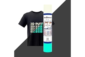 TECKWRAP Glow in Dark Puff Vinyl Heat Transfer 10" x 5ft 3D Puffy HTV Vinyl for DIY Clothing,Shirts,Logos,Fabric Luminous Foaming Iron on Vinyl Compatible with Heat Press Craft Cutters,White to Green