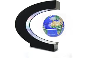 Senders Floating Globe With LED Lights C Shape Magnetic Levitation Floating Globe World Map for Desk Decoration (Blue)