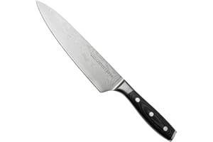 EDEN QUALITY PRODUCTS Couteau de Chef 20 cm Eden Classic Damast Couteau de Cuisine EQ2030-020 Couteau de Chef pour Légumes, Fruits et Viande, Acier de Damas