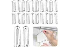 UHETLET 60 Stück Gardinenhaken für Ringe Vorhang Haken Edelstahl Vorhänge Haken Gardinen Curtain Hooks Vorhanghaken Metall Duschvorhanghaken Klemmhaken Gardinen Klammern für Gardinen Vorhangringe