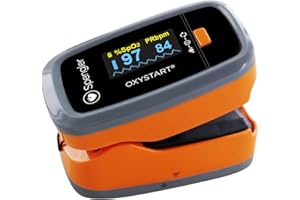 Oxymètre de doigt SPENGLER Oxystart, Oxymètre de Pouls Digital Portable, Facile à Utiliser, Fiable et Précis, Compact et Léger (Orange)