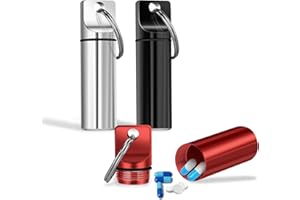 Grevosea 3 sztuki małe pudełko na tabletki brelok, przenośne etui na tabletki ze stopu aluminium, mini podróżny organizer na pigułki, pojemnik wodoodporny,na kemping na świeżym powietrzu