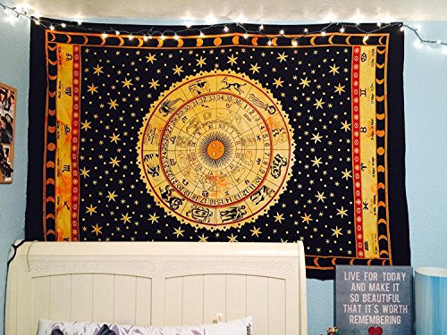 Zodiac Indian Cotton Tapestry Wall Hanging Decor Bohemian Twin Tapestries 84″… - 6