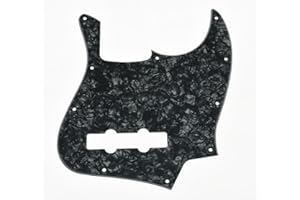 KAISH 4 String J Bass Style Pickguard Bass Pick Guard Scratch Plate for Jazz J Bass made in USA/Mexico Black Pearl