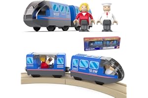 Cylora Train de locomotives à Piles(Connexion Magnétique), Train Electrique Enfant, Trains Électrique Haute Vitesse avec Son, Compatible avec Thomas, Brio, Jouet pour Dès 3 Ans, Bleu