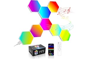 ‎MERGBW-HOME MeRGBW-Home 8 Pcs Hexagon LED Panels, Sechseck Gaming Deko LED Wandleuchte, Musik Sync, APP-Kontrolle, Fernbedienungen, Sechseck Waben Wall Lights Gaming Zubehör Hexa Lampe Smart Zuhause Wand Deko