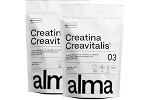 Creatina Monohidratada Creavitalis® ALMA® 600 g | Creatina Creapure Monohidrato en Polvo 99,9% Pureza Premium | Vegana, Sin Gluten ni Lactosa | 200 Dosis Disolución Instantánea | Fabricada en Alemania