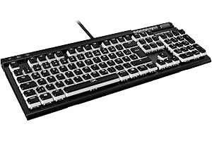 ‎HYPERX HyperX Pudding Keycaps, Zweischichtiges Design, RGB-Beleuchtung, QWERTZ deutsches Layout, kompatibel mit HyperX und mechanischen Gaming-Tastaturen, inkl. Keycap-Abzieher, Schwarz-Weiß