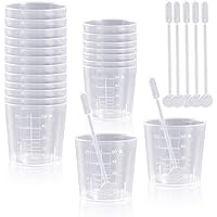 Lvcky 20 Stück 60 ml transparente Polypropylen-Plastikbecher mit 20 Rührstäben zum Mischen von Farbe, Flecken…