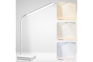 KASBBU Lampara Escritorio LED, Lampara mesita noche sin cable Flexo LED, Escritorio Flexible, Nivel De Brillo Ajustable con Control Táctil, 3 Modos de Luz, Lampara Led Recargable Estudio, casa y oficina