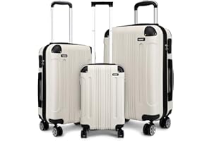 KONO Set di 3 Valigie Rigide e Leggera ABS Trolley con 4 Ruote
