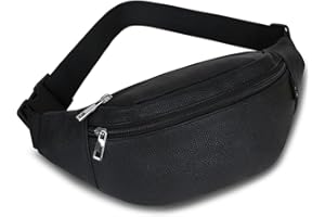 RIDIRUN Bauchtasche Hüfttasche Herren Damen PU Leder Gürteltasche Sport Bum Hip Bag Männer Frauen Waist Fanny Pack für Reise Wandern Hundetraining Outdoor (Schwarz)