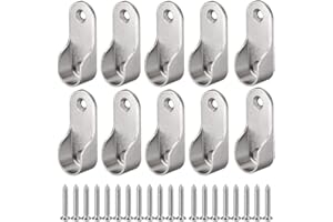 BYHLYH 10 Pcs Zinc Alloy Oval Wardrobe Hanging Rail Rod Rail Hanger Standard Tube Support Wardrobe Rod Socket Fitting Round Bracket Stainless Steel Closet Rod Brackets