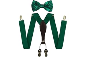 HANERDUN Elegante da Uomo Set di Bretelle Papillon Elastico a Forma di Y e Regolabile 4 Clip Metalliche Molto Resistenti per Uomini Fino a 2m di Altezza