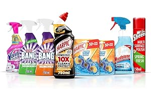 Harpic Ultimate Home Essentials Spring Cleaning Products Bundle | Harpic, Cilit Bang, Vanish, Windolene and Mr. Sheen (8 Items) | for All Home Cleaning Solutions