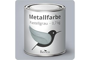 Berico Metallfarbe - Pastellgrau - 0,7 Kg - 4in1 Premium Metallschutzlack - Direkt auf Rost - Für Stahl, Zink, Aluminium, Kupfer und Eisen