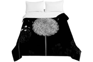 CHICKWING Colcha de Verano Cubrecama Colcha Bouti, Chickwin 3D Diente de León Edredón Manta de Dormitorio Suave Ligero Multiuso Colchas para Cama Infantil Individual Matrimonio (Negro,130x150cm)