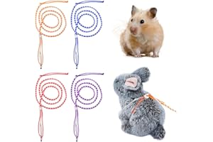 KSJEHW ArnéS Y Correa para HáMster De 4 Piezas Ajustable Correa De Nailon para Mascotas Cuerda para Caminar Adecuado para Cobayas Chinchillas Hurones Ratas Ratones Ardillas Jerbos Animales PequeñOs
