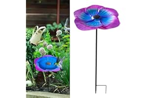 ZJILIXIA Bird Bath, Standing, Winterproof, Bird Feeder for Garden, Bird Bath, Garden, Balcony, Balcony Railing with Stand, Removable, Water Bath for Birds, Frost-Proof Bird Bath (Purple/Blue)