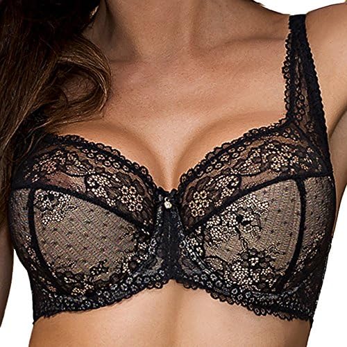 Gorteks Scarlet/B3 Underwired Semi Padded Full Cup Bra With Pattern And Adjustable Not Removable Straps - Made In EU, black-beige,36F