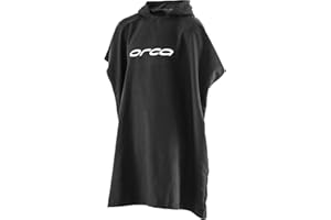 ORCA Poncho à Capuche ou Serviette à Langer pour Sports Nautiques de Plage et Surf - Robe à Langer - Noir - Léger - Unisexe