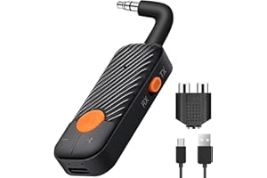 Caramote Bluetooth Transmitter Receiver Wireless RCA Bluetooth Audio Adapter for Airplane Car Gym Equipment TV PC Headphones Bluetooth Audio Receiver for Home Audio System (Black)