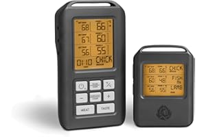 ‎BURNHARD BURNHARD Funk Grillthermometer mit 4 Temperaturfühlern, 30m Reichweite, Digital Braten-Thermometer für Grill & Backofen, Timer, BBQ Thermometer, Grillzubehör für Fleisch & Fisch