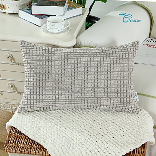 CaliTime Kissenbezüge Kissen Shells Cord Gestreift 30cm X 50cm Taupe - 2