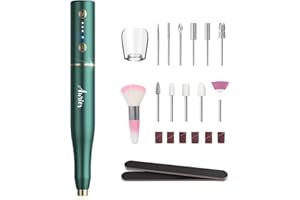Electric Nail Files, Auriox Cordless Portable Nail Drill, Professional Rechargeable Electric Nail Drill Machine with Ceramic Nail Bit, Portable 25000 RPM Manicure Kit for Acrylic Nails